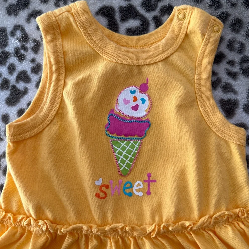 The Children’s Place Graphic Bodysuit Dress in Mango Orange Yellow Size 12 mos